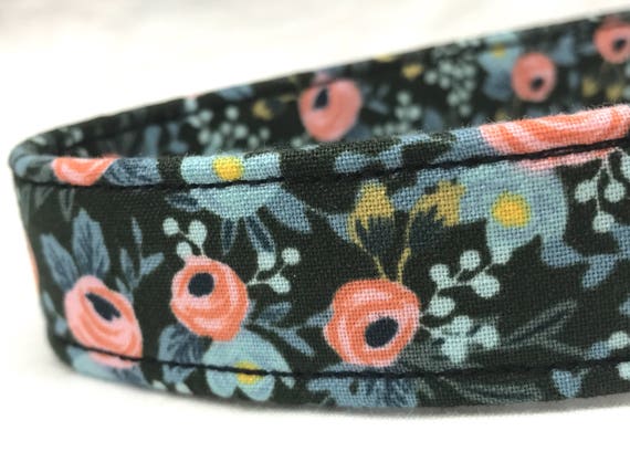 Rifle Paper Co. Dog Collar  - Black and Pink Retro Flowers