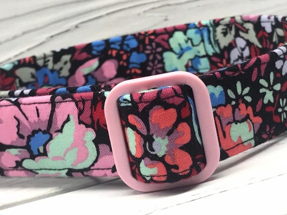 Fall Dog Collar for Girl- Pink Black Floral