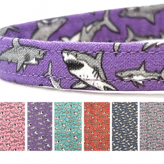 Shark Cat Collar for Girl, Boy - Breakaway - Purple, Pink, Aqua, Blue, Coral