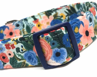 Rifle Paper Co. Floral Dog Collar - Garden Party- Mint Green, Blue