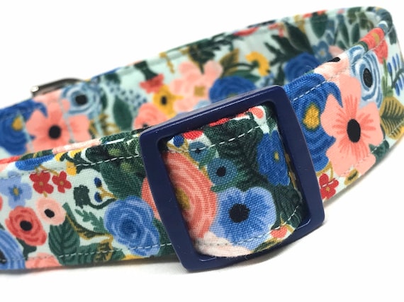 Rifle Paper Co. Floral Dog Collar - Garden Party- Mint Green, Blue