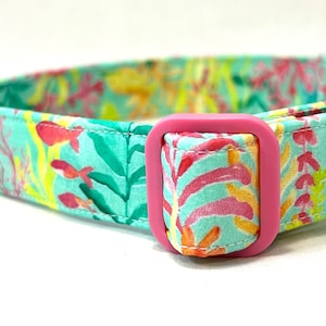 Summer Beach Dog Collar for Girl, Boy - Emerald Tropical Coral Reef