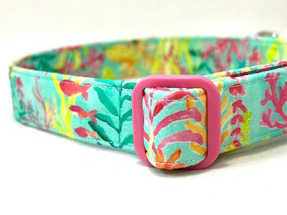 Summer Beach Dog Collar for Girl, Boy - Emerald Tropical Coral Reef