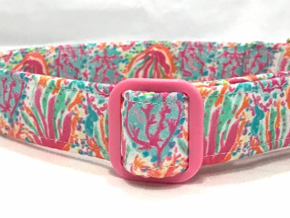 Beach Dog Collar for Girl -  Tropical Coral Vacation