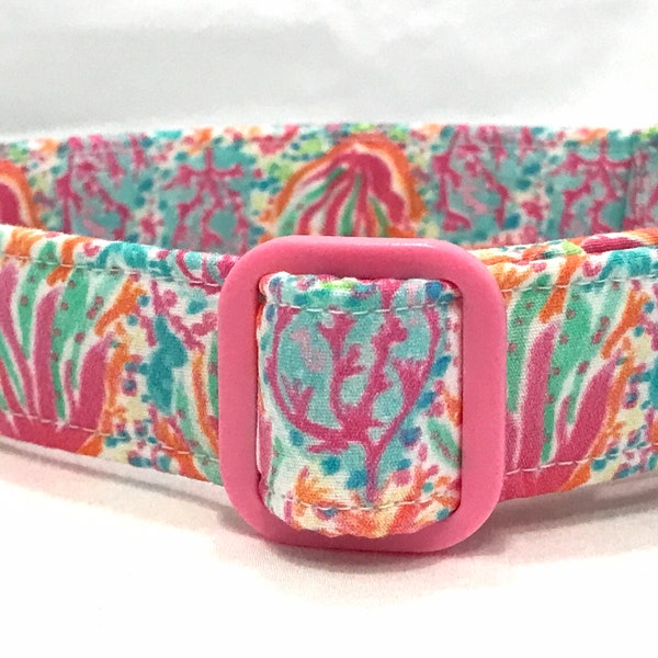 Beach Dog Collar for Girl -  Tropical Coral Vacation