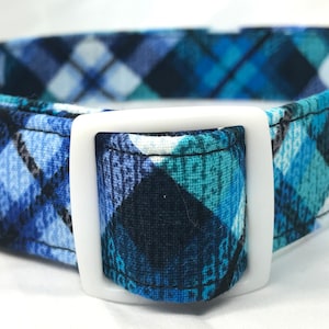 Collar de perro a cuadros para niño y niña: Preppy Blue Aqua