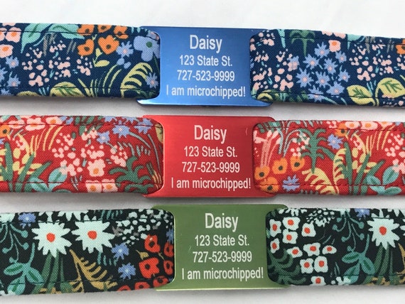 Personalized Dog Collar - Rifle Paper Co. - Engraved Slide On ID Tag
