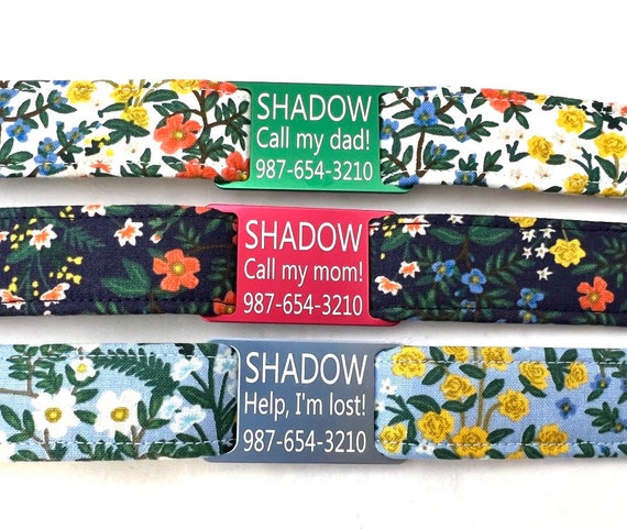 Rifle Paper Co. - Personalized Dog Collar - Engraved Slide On ID Tag - Tiny Flowers