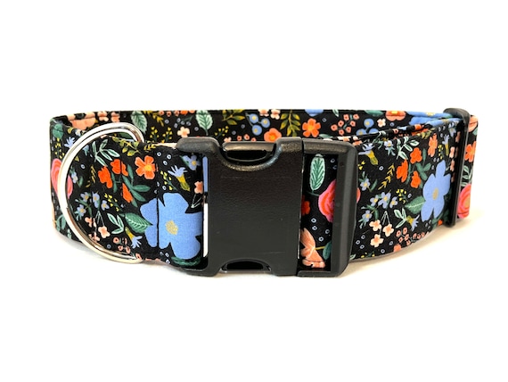 Rifle Paper Co. Floral Big Dog Collar – Primavera Black Flower Print