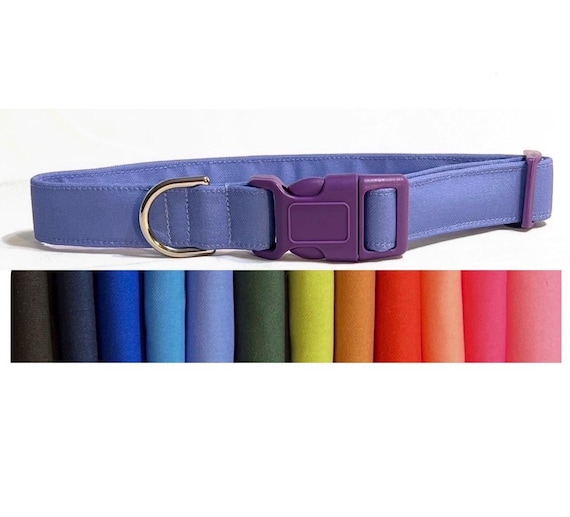 All-Weather Recycled Canvas Dog Collar- Fade-Resistant, Plastic Hardware Option - Sturdy Solid-Colored Canvas