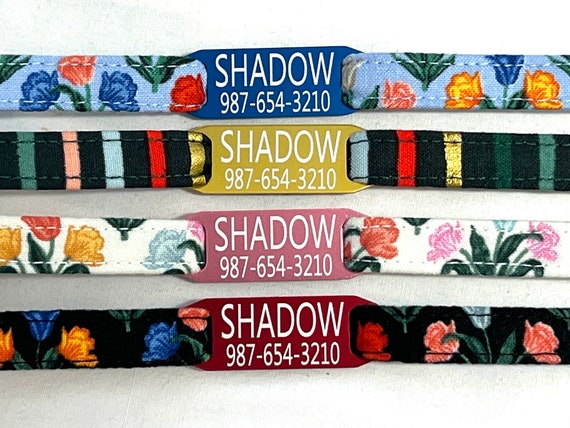 Personalized Breakaway Cat Collar-Rifle Paper Co - OPTIONAL Engraved ID Tag-Tulip Fields