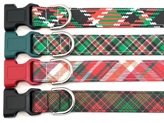 Christmas Plaid Dog Collar for Boy Girl - Red, Green, Black