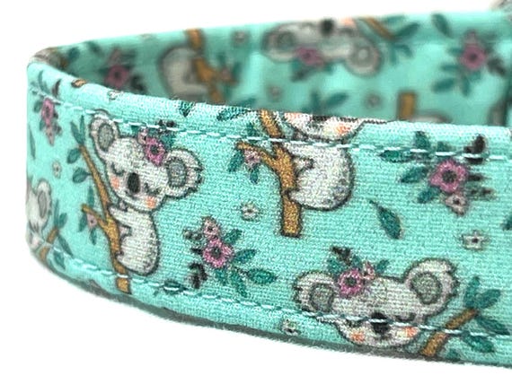 Koala Bear Dog Collar, Floral Tree Print, Boy or Girl