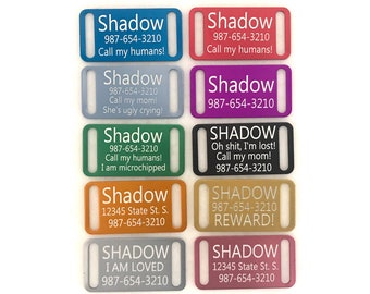 Add-On ONLY - Personalized Dog Collar ID Tag - Slide-On Colored Metal Tag -  3/8" 5/8" 3/4" 1"