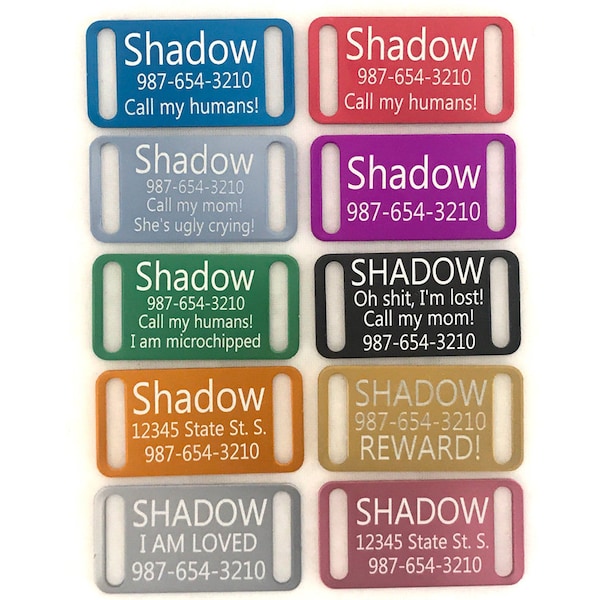 Add-On ONLY - Personalized Dog Collar ID Tag - Slide-On Colored Metal Tag -  3/8" 5/8" 3/4" 1"