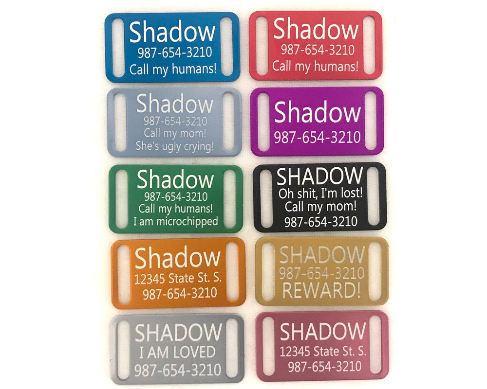 Add-On ONLY - Personalized Dog Collar ID Tag - Slide-On Colored Metal…