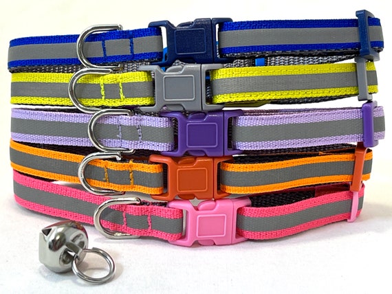 Reflective Cat Collar with Bell - 3/8" Breakaway - Available in 12 Colors