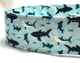 Swimming Sharks Dog Collar, Summer Beach Fabric