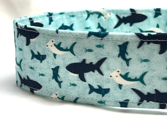Swimming Sharks Dog Collar, Summer Beach Fabric