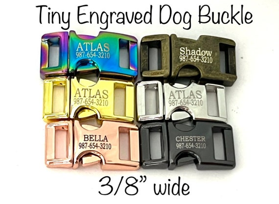 Add On ONLY: 3/8” Personalized Engraved Tiny Dog Collar Buckle -  XXS Dainty Teacup, Toy Puppy