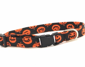 Halloween Cat Collar, Smiling Pumpkins, Breakaway Buckle