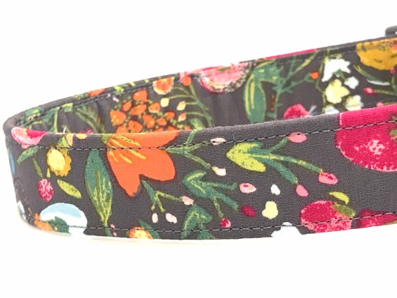 Fall Dog Collar for Boy Girl- Elegant Grey Floral