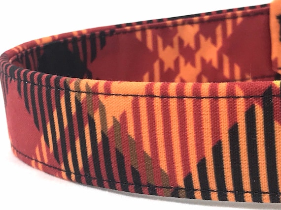 Fall Dog Collar for Boy Girl- Harvest Plaid - Burnt Orange