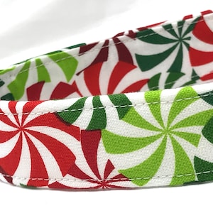 Christmas Dog Collar for Boy Girl - Peppermint Candy Swirls - Red Green