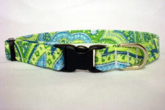 Cat Collar for Boy, Girl - Green Paisley - Breakaway