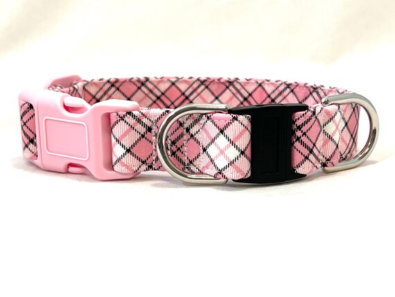 BREAKAWAY Dog Collar with Side-Release Buckle - Preppy Pink Plaid - Safety