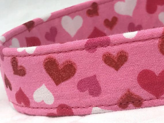 Valentines Day Dog Collar for Girl - Pink and Red Hearts