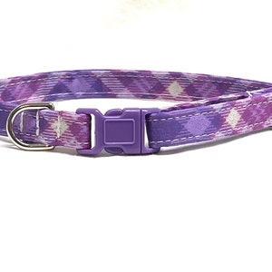 Bright Plaid Cat Collar for Girl, Boy - Breakaway- Blue, Black, Lime, Purple, Pink, Mustard