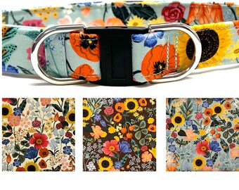 Rifle Paper Co BREAKAWAY Dog Collar for Boy, Girl - Wild Summer Garden - Sunflowers