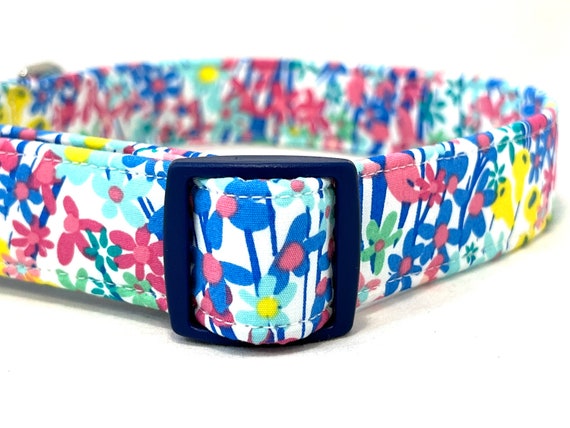 Summer Dog Collar for Girl, Boy - Blue Meadow Flowers