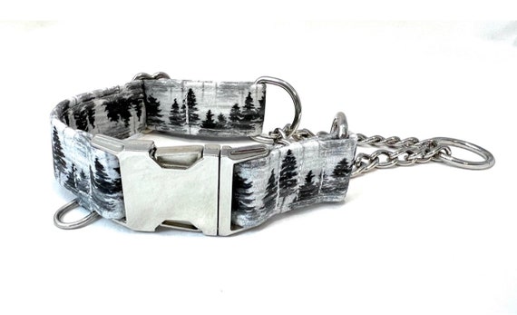 Chain Martingale Dog Collar with METAL BUCKLE - Pick Any Fabric - OPTIONAL Extra D-Ring