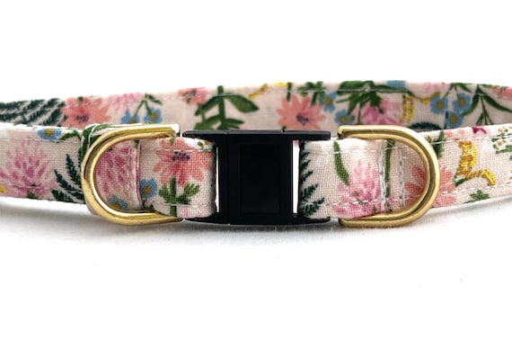Rifle Paper Co BREAKAWAY Dog Collar for Boy, Girl - Safety - Pink Wildflowers - Gift for Dog