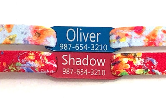 Personalized Breakaway Cat Collar - Slide-On Engraved ID Tag - Paint Splatter Print