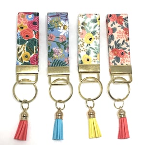 Rifle Paper Co. MINI Key Fobs with Tassels Floral Fabric image 1