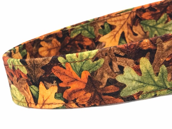 Fall Dog Collar for Boy Girl- Autumn Leaves Brown- Fall Foliage