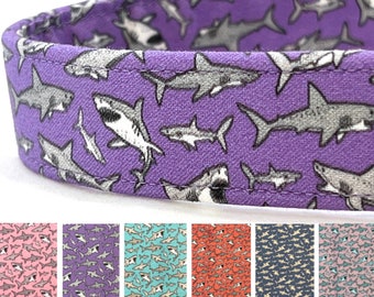 Purple Shark Dog Collar for Girl Boy