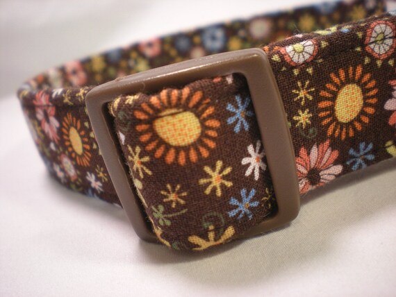 Fall Dog Collar for Boy Girl - Brown Country Flowers