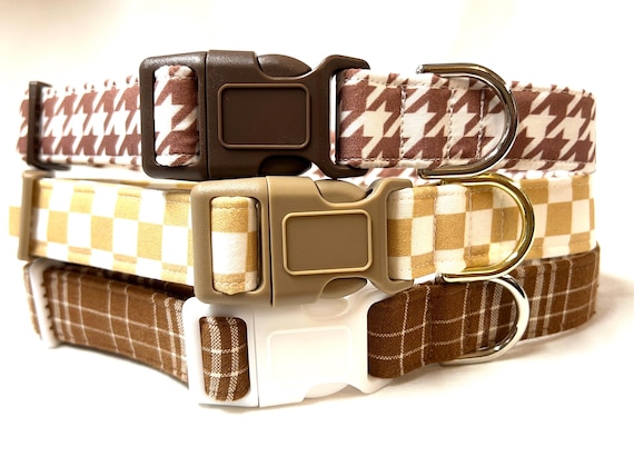 Fall Dog Collars for Boy Girl- Checks, Plaid, Houndstooth- Xsmall Small Medium Large XL