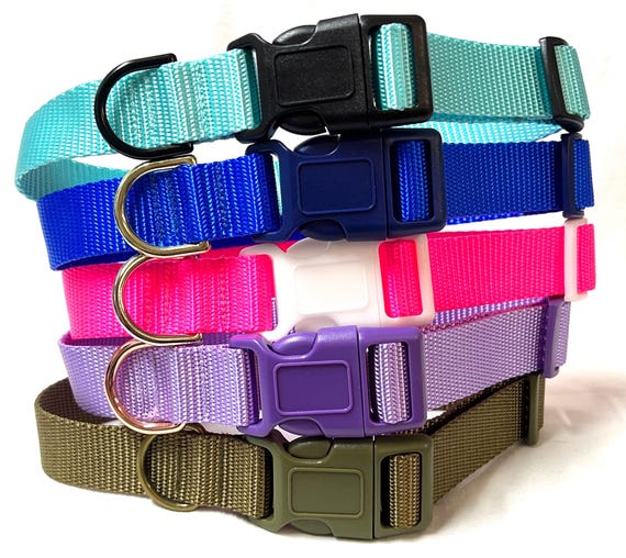 Customizable Nylon Dog Collar, Personalized Buckle & Hardware