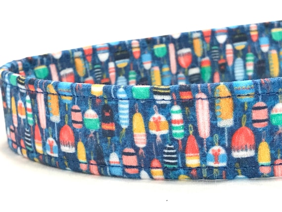 Summer Beach Dog Collar for Boy -  Colorful Nautical Buoys