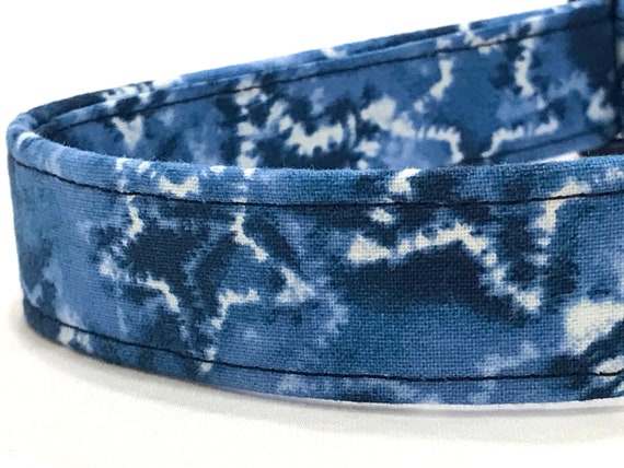 Patriotic Dog Collar - Tie Dye Blue Stars