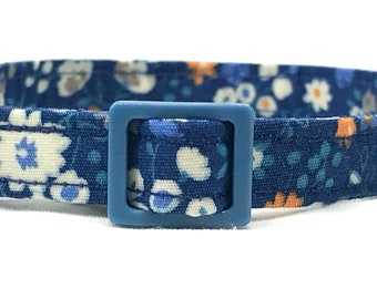 Cat Collar for Boy, Girl - Yellow Blue Floral - Breakaway