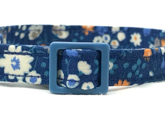 Cat Collar for Boy, Girl - Yellow Blue Floral - Breakaway