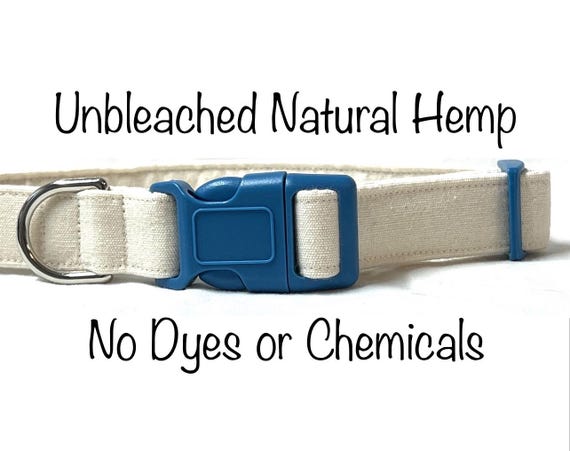 Natural Hemp Dog Collar, Unbleached Durable Canvas, Allergy Free