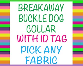 Personalized Breakaway Dog Collar – Custom Fabric, Slide-On ID Tag