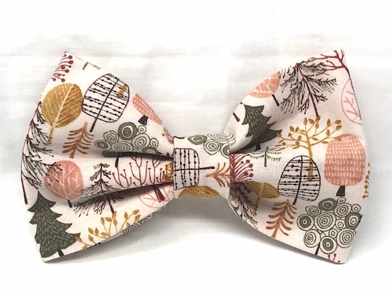 Fall Bow Tie and Dog Collar Set for Girl Boy - Autumn Trees
